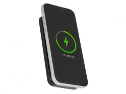 Магнитный беспроводной внешний аккумулятор со встроенными кабелями «Мэни»,быстаря зарядка, 10000 мАч, черный