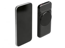 Магнитный беспроводной внешний аккумулятор со встроенными кабелями «Мэни»,быстаря зарядка, 10000 мАч, черный