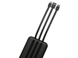 Магнитный беспроводной внешний аккумулятор со встроенными кабелями «Мэни»,быстаря зарядка, 10000 мАч, черный