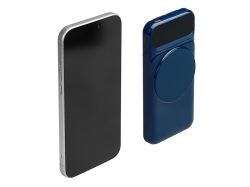 Магнитный беспроводной внешний аккумулятор со встроенными кабелями «Мэни»,быстаря зарядка, 10000 мАч, тёмно-синий