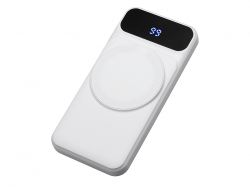 Магнитный беспроводной внешний аккумулятор со встроенными кабелями «Мэни»,быстаря зарядка, 10000 мАч, белый
