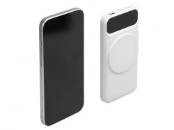 Магнитный беспроводной внешний аккумулятор со встроенными кабелями «Мэни»,быстаря зарядка, 10000 мАч, белый