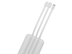 Магнитный беспроводной внешний аккумулятор со встроенными кабелями «Мэни»,быстаря зарядка, 10000 мАч, белый