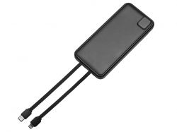 Внешний аккумулятор со встроенными кабелями «Фрэйм», 10000мач, черный