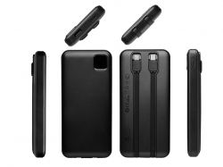 Внешний аккумулятор со встроенными кабелями «Фрэйм», 10000мач, черный