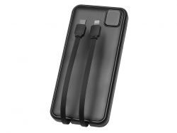 Внешний аккумулятор со встроенными кабелями «Фрэйм», 10000мач, черный