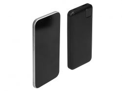 Внешний аккумулятор со встроенными кабелями «Фрэйм», 10000мач, черный