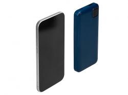 Внешний аккумулятор со встроенными кабелями «Фрэйм», 10000мач, темно-синий