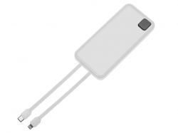 Внешний аккумулятор со встроенными кабелями «Фрэйм», 10000мач, белый