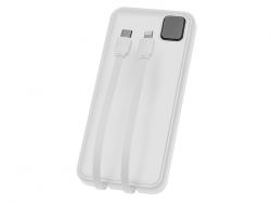 Внешний аккумулятор со встроенными кабелями «Фрэйм», 10000мач, белый