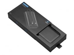 Внешний аккумулятор со встроенными кабелями «Фрэйм Про», быстрая зарядка, 20000мач, черный