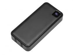 Внешний аккумулятор со встроенными кабелями «Фрэйм Про», быстрая зарядка, 20000мач, черный