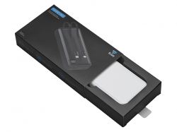 Внешний аккумулятор со встроенными кабелями «Фрэйм Про», быстрая зарядка, 20000мач, белый