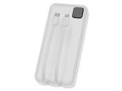 Внешний аккумулятор со встроенными кабелями «Фрэйм Про», быстрая зарядка, 20000мач, белый