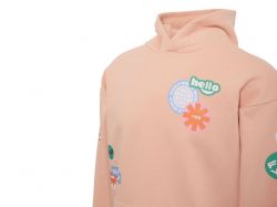 Толстовка с капюшоном оверсайз «Berlin» унисекс, лососевый, ДТФ, бренд тайп и лейбл