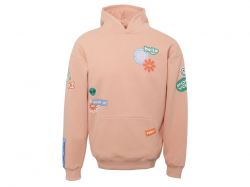 Толстовка с капюшоном оверсайз «Berlin» унисекс, лососевый, ДТФ, бренд тайп и лейбл