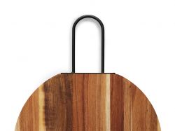 Деревянная круглая доска из акации с металлической ручкой "Кира"