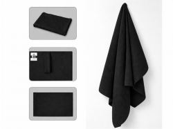 Легкое полотенце Gulpi  из микрофибры RPET с ремешком для складывания, 70*120 см, черный