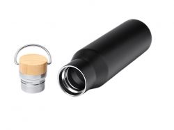 Термобутылка «Мэйер» из нержавеющей стали, с бамбуковой крышкой, серебристый