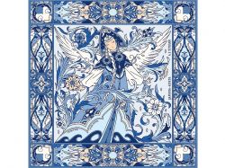 Платок «Царевна-Лебедь» 100% шелк, синий