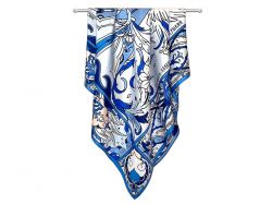 Платок «Царевна-Лебедь» 100% шелк, синий