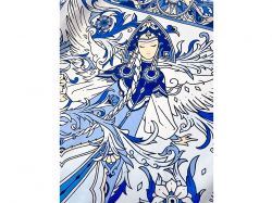 Платок «Царевна-Лебедь» 100% шелк, синий