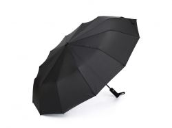 Зонт складной мужской TORBER, автомат, 3 сложения, черный, каркас сталь/файбергласс, эпонж, пластиковая ручка, диаметр 103 см