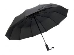 Зонт складной мужской TORBER, автомат, 3 сложения, черный, каркас сталь/файбергласс, эпонж, пластиковая ручка, диаметр 103 см