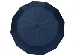 Зонт складной мужской TORBER, автомат, 3 сложения, синий, каркас сталь/файбергласс, эпонж, пластиковая ручка, диаметр 103 см