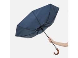 Зонт складной Classic, темно-синий с темной ручкой