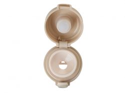 Вакуумная термокружка Waterline c кнопкой «Guard», 400 мл, тубус, бежевый