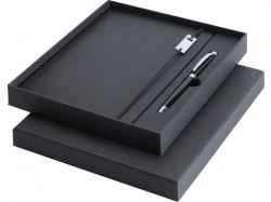Набор Legato Elegance из блокнота формата А5 в твердой обложке и ручки-роллера, черный/черный