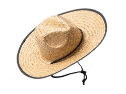 Шляпа из натуральной соломы MUNDAK/СИЕСТА с регулируемой завязкой, бежевый/черный