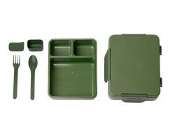 Ланч-бокс COMIX/КОМИКС с тремя отделениями, темно-зеленый