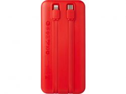 Внешний аккумулятор со встроенными кабелями «Фрэйм», 10000мач, красный