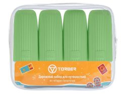 Дорожный набор бутылочек TORBER (4 пр.), силикон, салатовый