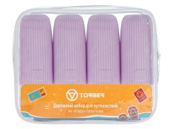 Дорожный набор бутылочек TORBER (4 пр.), силикон, сиреневый