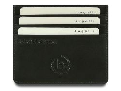 Портмоне для кредитных карт BUGATTI КОМЕТА | COMET, с защитой данных RFID, черное, натуральная воловья кожа, 10,2х0,2х8,2 см