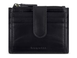 Портмоне для кредитных карт BUGATTI РЕМО | REMO, с защитой данных RFID, черное, воловья кожа, 10,5x1,5x8,2 см