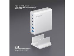 Зарядная станция 4xUSB Type-C, 2xUSB, PD, QC, 160Вт, белый, Deppa