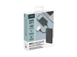 Внешний АКБ NRG MageSafe Alum 5000 мА-ч, 15Вт QI, серый, Deppa