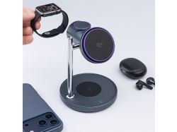 Беспроводная зарядная станция 3 в 1 QI2.2 Max Power, Серая, Deppa