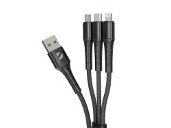 Дата-кабель Armor 3 в 1: micro USB, USB-C, Ligthning, 1.2м, черный, Deppa