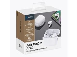 Беспроводные наушники с микрофоном Air Pro 2 ANC, TWS, BT 5.3, 300 мАч, ANC, QI, белый, Deppa