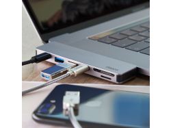 USB-C адаптер для MacBook 7-в-1, серебро, Deppa