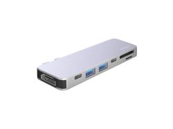 USB-C адаптер для MacBook 7-в-1, серебро, Deppa
