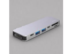 USB-C адаптер для MacBook 7-в-1, серебро, Deppa