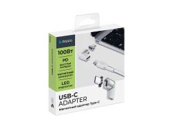 Адаптер USB-С - USB-C, магнитный, белый, Deppa