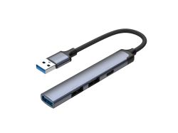 USB-хаб USB-A 3.0 + 2xUSB-A 2.0 + USB-C, серый, Deppa