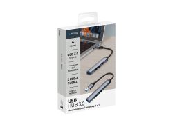 USB-хаб USB-A 3.0 + 2xUSB-A 2.0 + USB-C, серый, Deppa